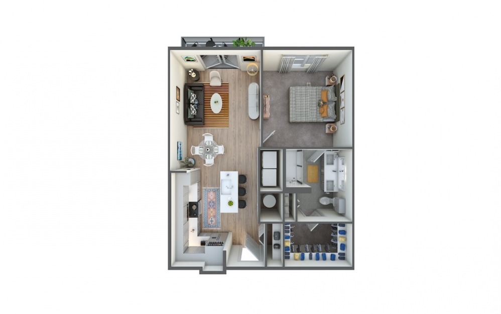 A3 - 1 bedroom floorplan layout with 1 bath and 752 square feet.